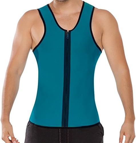 Men's Slimming Body Waist Suit Vest Hot Neoprene Sauna Body Shapers AB Wear Blue Size XS-5XL