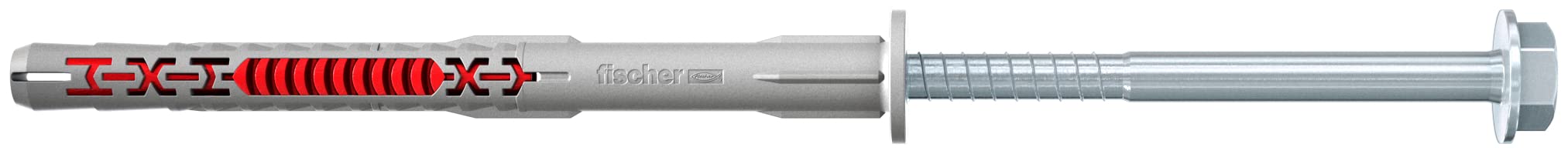 fischer DuoXpand 10 x 100 FUS R, Universal Plug with Rust-Proof Hexagon Head Screw & Molded Washer, Strong Hold, Ideal for Porous Building Materials, enables anchoring Close to The Edge, 50 pcs.