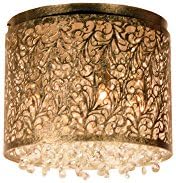 Dainolite Lighting SIE-104FH-PG Sienna Crystal Flush Mount with Floral Pattern, 4-Light, Palladium Gold