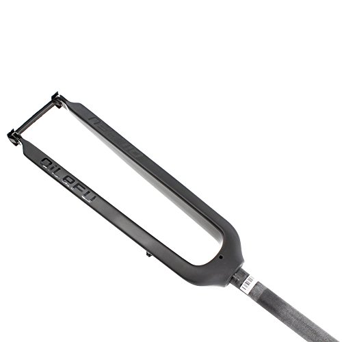 QILEFU Mountain Bike Full Carbon Fibre Bicycle Hard Front Fork Disc Brake MTB 26er 29er Parts (Black, Small)
