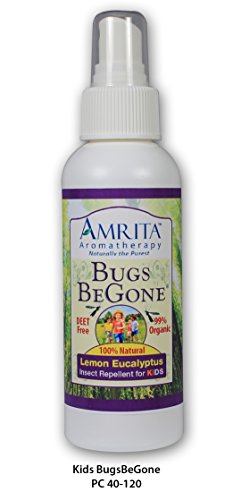 Amrita Bugs BeGone - DEET-Free Natural Insect Repellent for KIDS - Mosquitoes, Fleas, Ticks & Chiggers - Therapeutic Quality Essential Oil Blend - SIZE: 4oz