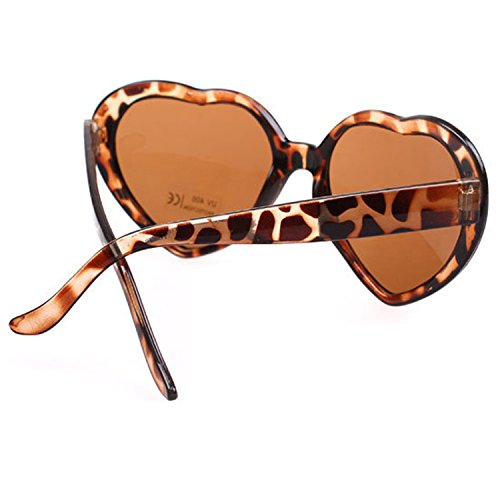 Armear Women's Lady Girl Fashion Large Oversized Heart Shaped Vintage Plastic Sunglasses Cute Love Eyewear Print Animal Leopard