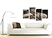 Large Black White Electric Guitar Canvas Wall Art Pictures - Multi Panel Artwork - Modern Music Prints - Split Set of 4 Canvases - XL - 130cm Wide