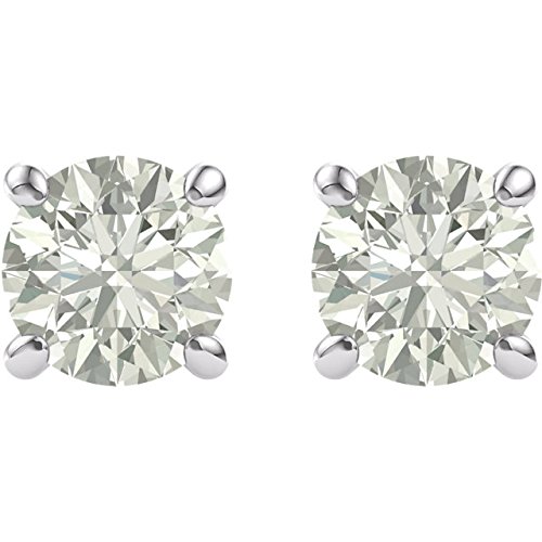 Charles and Colvard Forever Classic Moissanite Earrings, Rhodium Plated 14k White Gold. 