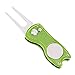 Mile High Life All Metal Foldable Golf Divot Tool with Pop-up Button & Magnetic Ball Marker, Golf Club Holder (Lime Green Fish)