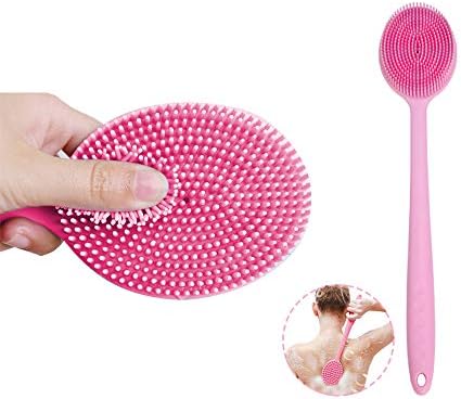 Rocwart Bath Body Brush Back Scrubber with Long Silicone Handle Shower Brush Dry Skin Circulation SPA Gift,Pink