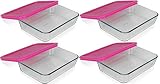 3-Cup Rectangle Food Storage (Pack of 4 Containers) (3 cup, pink)