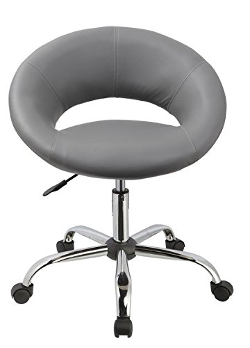 Drehstuhl mit Rollen Arbeitshocker in Grau Drehhocker mit Lehne Schreibtischstuhl höhenverstellbar Duhome 0125
