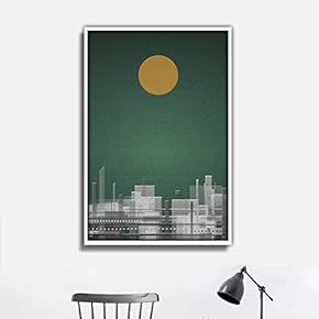 Framed Canvas Wall Art for Living Room, Bedroom Cityscape Illustration III Canvas Prints for Home Decoration Ready to Hang - 16x24 inches