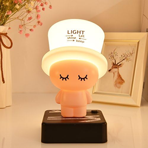 HZDone Little Girls Night Light - Cute Action Figures Shape Desk Lamp for Bedside ,Study,Office ,Living Room , Indoor Housing Decoration.USB or aa Battery Powered ,Blue Yellow Pink Color Options
