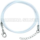 Jewelry White Silk Cord Chain Necklace Stainless Steel Lobster Clasp, sizes 16 & 18 + 1 inch extension