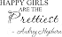 Autocollant Mural Vinyl “Happy Girls Are The Prettiest” – Citation Audrey Hepburn – Neuf