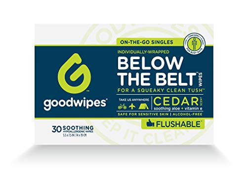 Goodwipes Below the Belt Flushable Wet Wipes for Men, Cedar Scent, 30 Individually Wrapped Wipes - Thumbnail 2