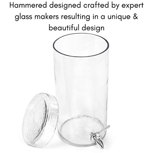 BIRDROCK HOME 1.5 Gallon Beverage Dispenser with Lid Hammered Glass