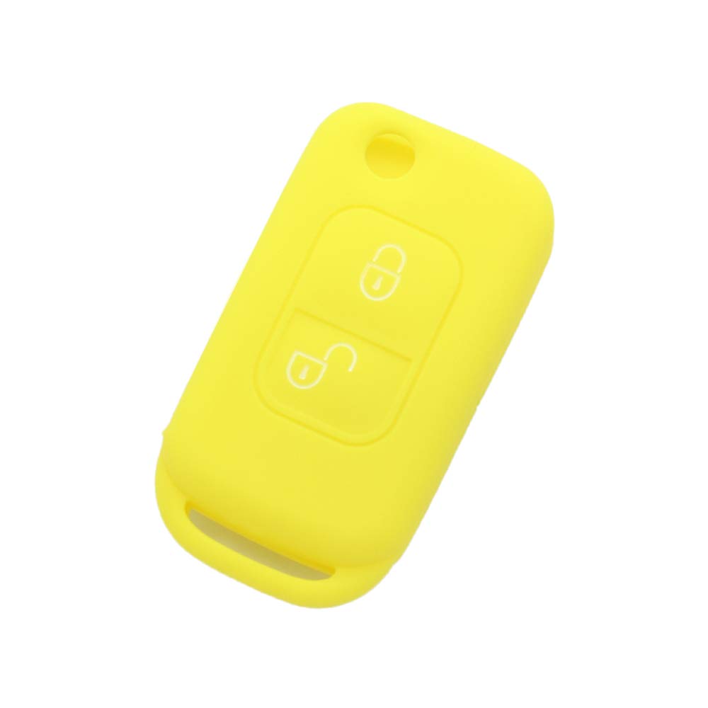 BROVACS Silicone Cover Protector Case Holder Skin Jacket Compatible with MERCEDES BENZ 2 Button Flip Remote Key Fob CV9952 Yellow