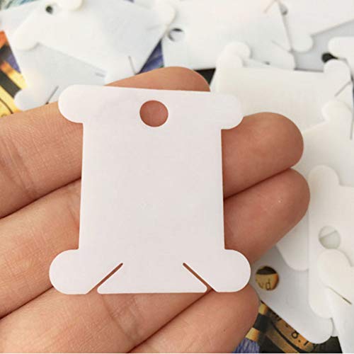 UOOU 100 Pieces Plastic Bobbins, Card Thread Holder Embroidery Thread Cards Cross Stitch Bobbins with Floss Winder for Embroidery Floss Cotton Thread Organizer - Thumbnail 3