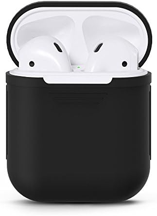 AirPods Case, Airpods Ear Hook, AirPods Silicone Protective Case with AirPods Hooks For Apple AirPods Charging Case Cover, Airpods Shock Proof Protective Cover Matte Black