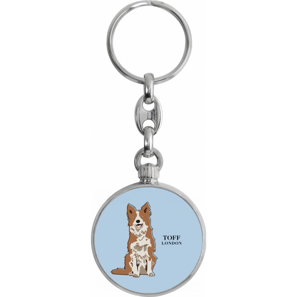 Toff London Brown And White Border Collie Dog Keyring