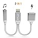 [Upgrade] Iphone 7 / 7 plus Adapter, Compatible IOS 10.3, ATool 2 in 1 Lightning adapter and Charger,Lightning to 3.5mm Audio Earphone Jack Cable - No Calling Function and Music Control (Silver))