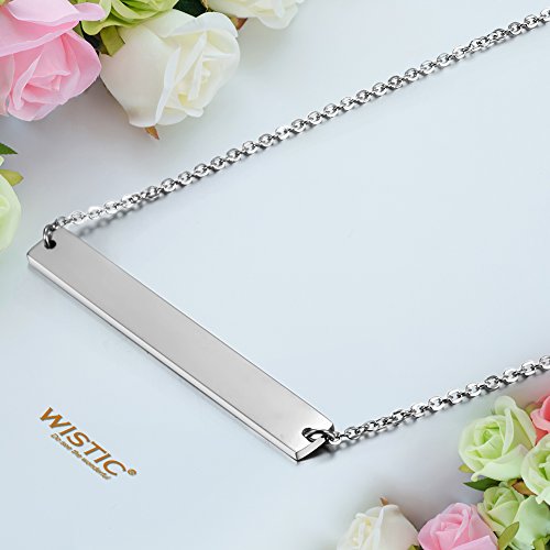 image for Wistic Bar Necklace Stainless Steel Gold Plated Adjustable with Engrav