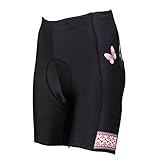 Paladin Women's Cycling Shorts With Inner Padded Butterfly Pattern Black Bike Shorts