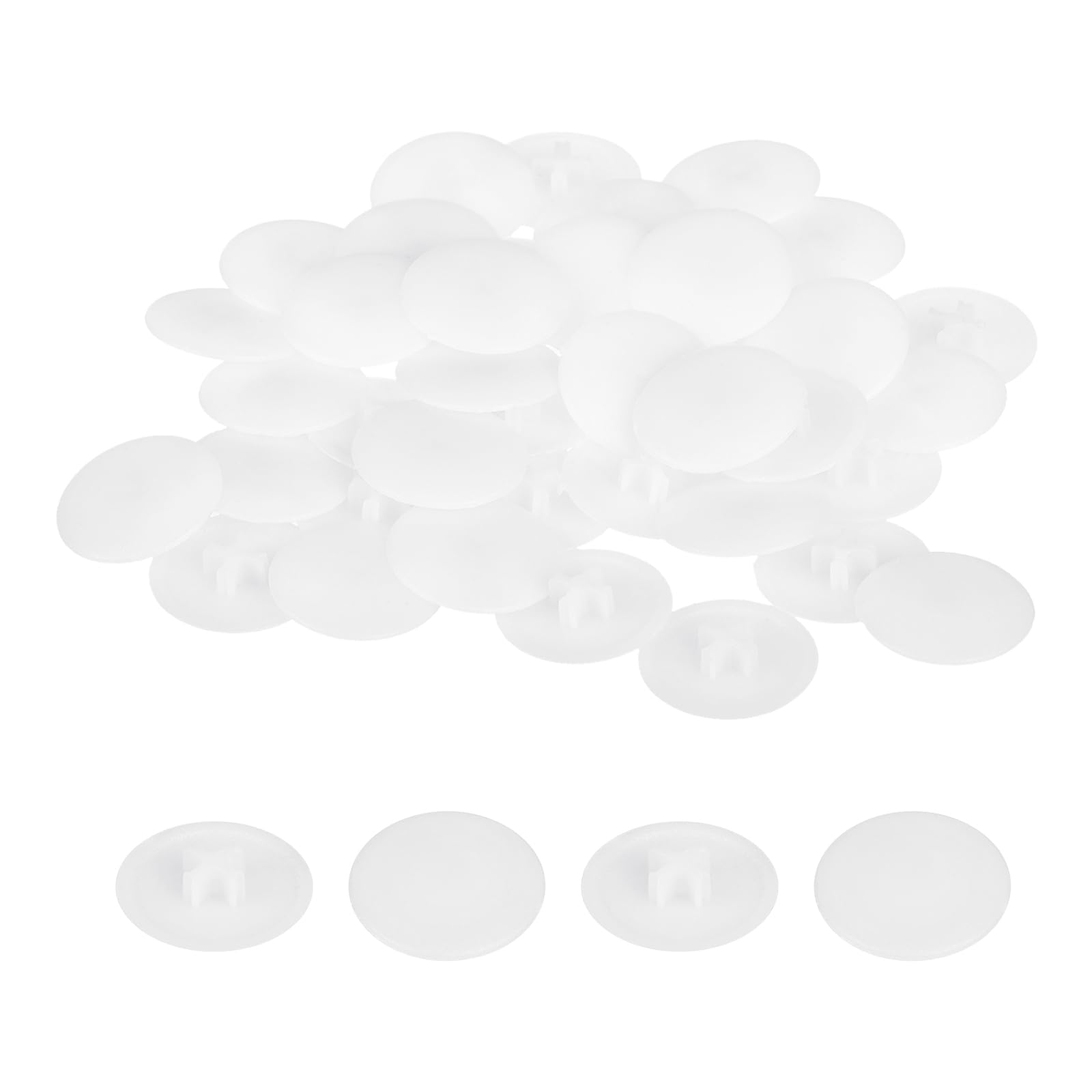 Photo 1 of uxcell 160PCS Screw Cap Covers, 17mm Waterproof Plastic Screw Decorative Caps for Phillips Cam Lock Nuts Self-Tapping Screws, White
