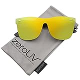 zeroUV - Futuristic Rimless Frame Mono Lens Horn Rimmed Shield Sunglasses 71mm
