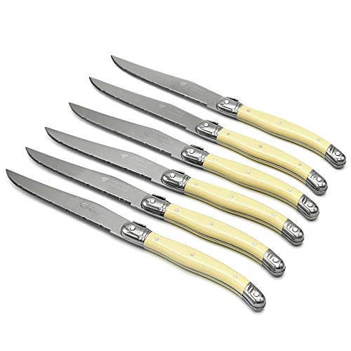 image for KeepingcooX Laguiole Steak Knife with Ivory Handle, Serrated Blade, St