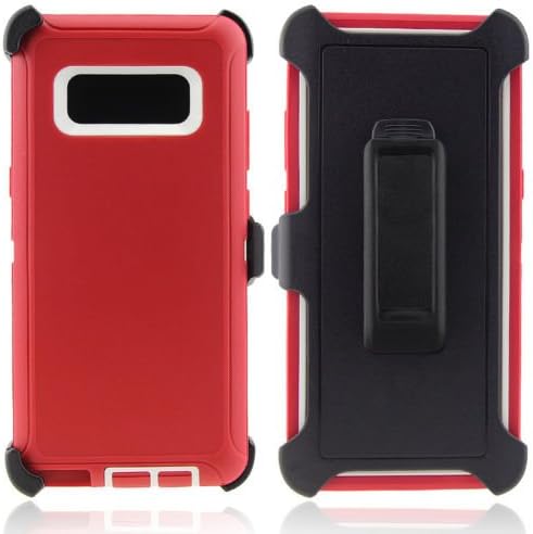 Galaxy Note 8 Defender Case, Shock Absorption Durable Triple Layer Military-Grade Defender Hybrid Case Cover (Compatible w/ Otterbox Defender Series) (Red/White)