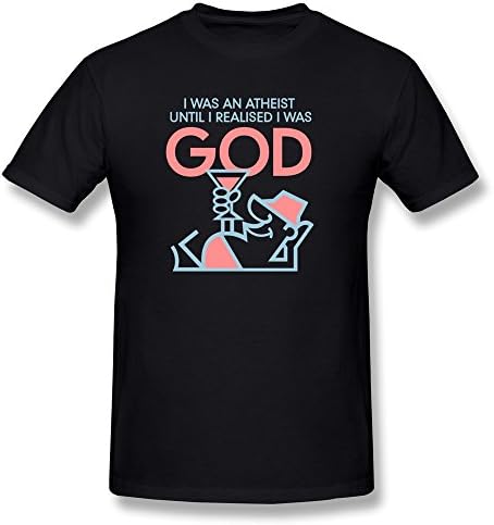 Black Enewno Was Atheist Roundneck T Shirts For Men Size L