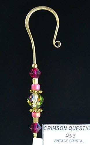 Handmade Jeweled Christmas Ornament Hanger Hook- CRIMSON QUESTION