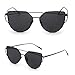 Mike Women Fashion Twin-Beams Classic Metal Frame Mirror Sunglasses (Rose Gold) (Black, A) …