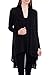 Modern Kiwi Solid Essential Long Cascading Cardigan (S-3X) (3X, Black)