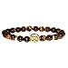 MIKINI Jewelry Black Matte Agate Natural Onyx Stone Dragon Veins Agate Mens Womens Bracelets, Alloy Lion Head (Gold Lion - 3pcs)