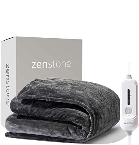 zenstone | Swedish Heated Throw with Italian Micromink | New 2019 - Consumer's Choice | Rapid Preheat | Large 50" x 60"