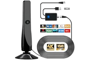 JASQAX TV Antenna,HIDB TV Antenna for Smart TV Indoor,Amplified HD Digital TV Antenna，Miles Coverage Range Supports 4K 8K 1080p for Smart HDTV and Older TVs，with High Performance Coax Cable