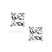 Bling Jewelry Square CZ Princess Cut Stud Earrings 925 Sterling Silver