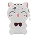 iPhone X Case Silicone, Miniko(TM) Lovely 3D Cute Cartoon Funny Good Lucky Fortune Cat Kitty with Cute Bow Tie Gel Rubber Back Case Cover for iPhone X Teens Girls Women White