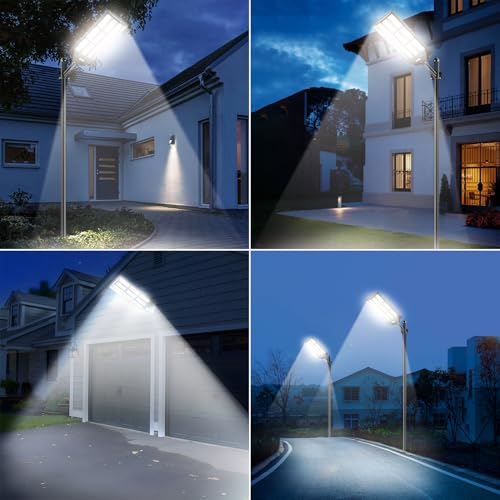 7500W Lampara Solar Exterior Potente,1680 cuentas de lámpara，Farola Solar Grande, Potente Luces con Control Remoto y Sensor de Movimiento,3 Modos Luz de Calle pared para Jardín,Patio.