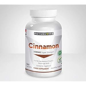 Cinnamon Tablets Pure 2000mg Vegan Vegetarian Friendly for Blood Sugar Levels Weight Management Control Metabolism Tablets Made in UK Futurevits