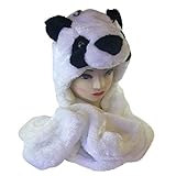 1 X Plush Panda Bear Animal Hat/Scarf with Ear Flaps and Hand Pockets by HatButik.