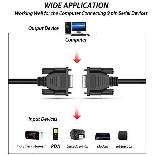 JANSANE DB9 Cable Male to Female Extension Straight Through 3M 10 Foot 9 Pin Serial RS232 Cable M/F Black 2 Pack - Thumbnail 4