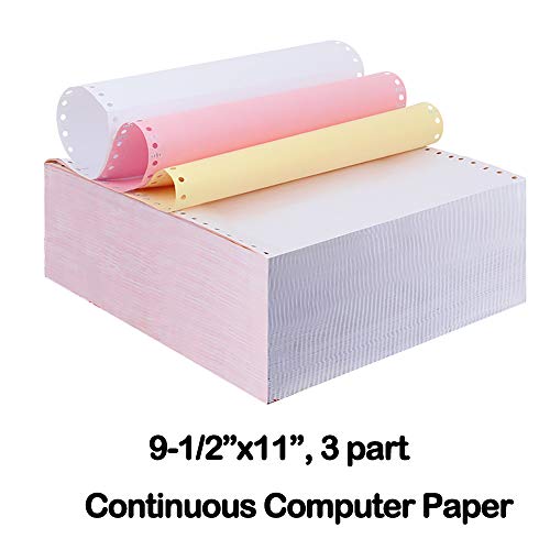 FirstZi 9-1/2 x 11 Inches Carbonless Continuous Forms Computer Paper, Printable NCR Copy Paper for Dot Matrix Printer, 1000 Count, 3-Ply 330 Sets, White/Pink/Yellow