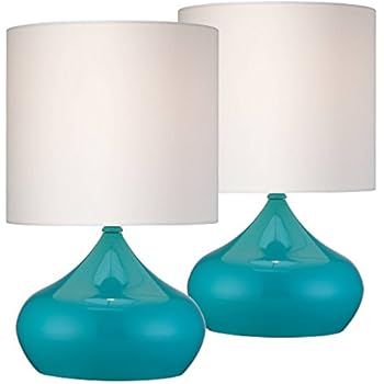 Stella Modern Table Lamp Clear Blue Fluted Glass White ...
