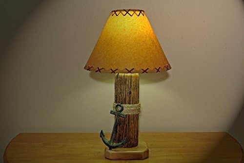 Rustic/Nautical Theme Table Lamp w/Wrought Iron Anchor and Parchment Shade
