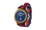 TEMPUS - Willoughby - Men's Wood Watch Minimalist Wooden Wristwatch Striped Nylon Band - TWW06