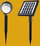 MicroSolar - Warm White - 12 LED - Lithium Battery - Separate Solar Panel with 16 foot wire - Solar Spotlight --- Automatically Activates from Dusk to Dawn under Good Sunshine