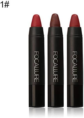 Worthititit Lipstick&Beauty makeup,Matte,Focallure 3Pcs Matte Waterproof Long Lasting Lipstick Pencils Makeup Tool Set,No fading, Lasting 1#
