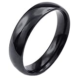 KONOV Mens Womens Stainless Steel Ring, 5mm, Comfort Fit Band, Black