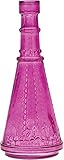 Luna Bazaar Small Vintage Glass Bottle (6.75-Inch, Cone Design, Fuchsia Pink) - Flower Bud Vase - For Home Decor, Party Decorations, and Wedding Centerpieces